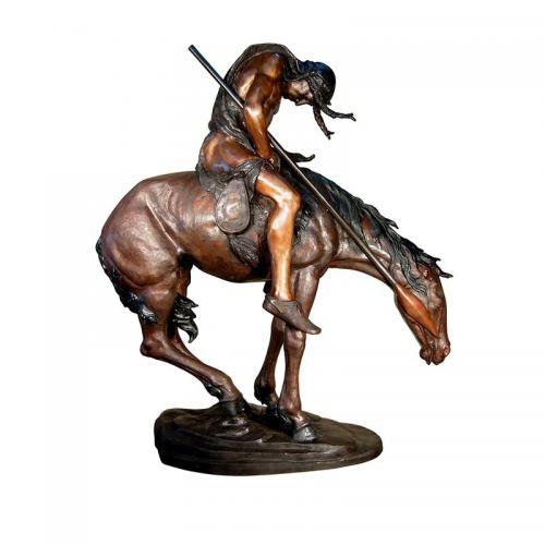 Bronze 'End Of The Trail' Indian On Horse Sculpture